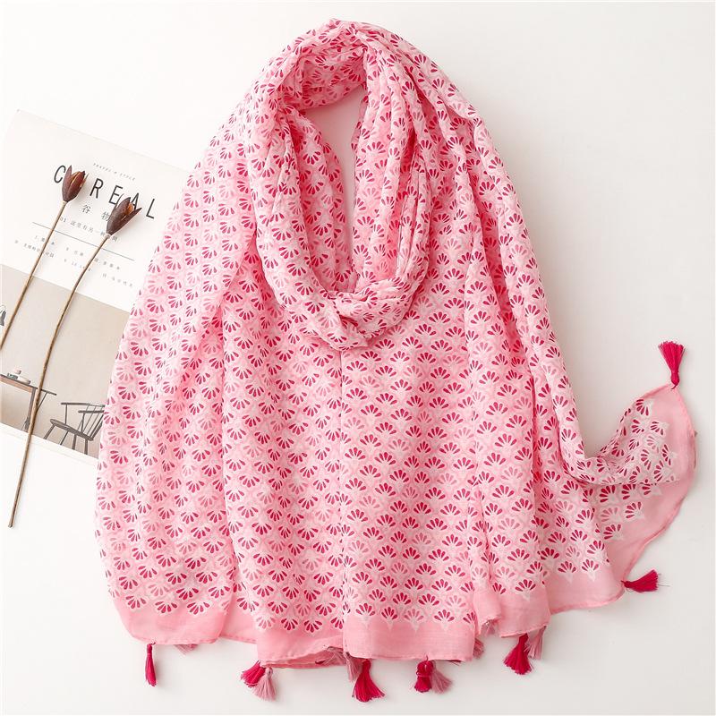 Cherry Blossom Print Scarf for Women - Lightweight, Sheer Polyester Shawl with Red Cherry & Leaf Design, Perfect for Spring & Summer Outings