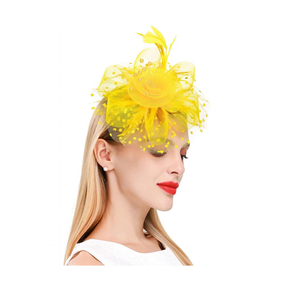 Шляпа Fascinators с сетчатым цветком, искусственным жемчугом, перьями, украшением для головы для чаепития, ретро-обруч для волос, повязка на голову для вечеринки
