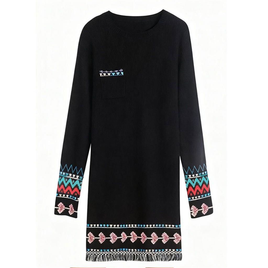 Женское черное вязаное платье повседневное винтажный стиль платье свитер осенняя мода теплая одежда