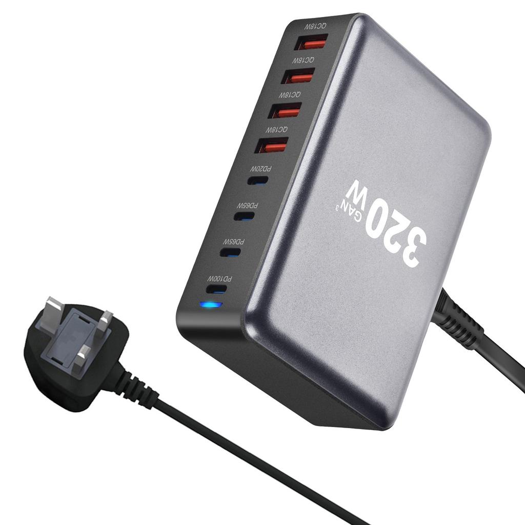 Адаптер для мобильного телефона 320 Вт/440 Вт 4USB+4PD/3USB+5PD Блок Зарядная станция GaN Планшет