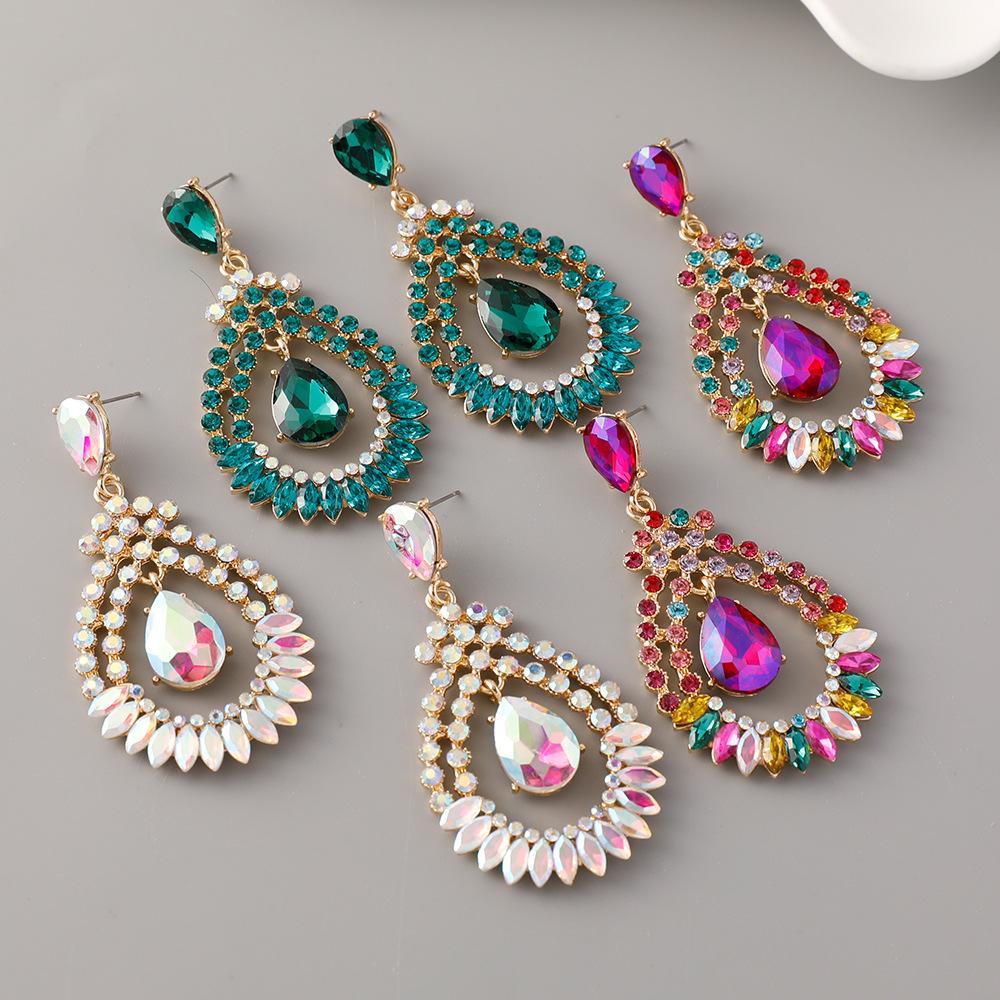 Европейский новый стиль блестящие полые хрустальные висячие серьги для женщин роскошные свадебные серьги из сплава со стразами модные ювелирные изделия подарок