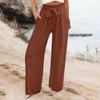Women's Wide Leg Pants With Pockets Lightweight High Waisted Adjustable Tie Knot Loose Trousers