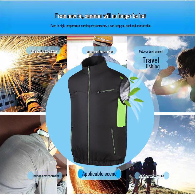 Мужской охлаждающий жилет для улицы с вентилятором для предотвращения теплового удара и защиты труда - Идеален для строительства и сварки
