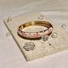 Spring Button Open Cuff Bracelet Colorful Dainty Jewelry Vintage Four-leaf Clover Bangle  for Women