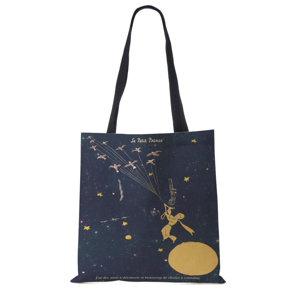 Классический мультфильм Маленький принц Лис Роза Принт Женские сумки-тоут Женские Повседневные Сумки через плечо Эко Сумки для покупок Для улицы KTY