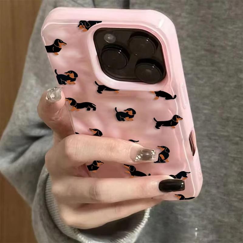 Чехол для телефона из мягкого силикона с узором такс Для iPhone 17 Air 16 15 14 13 12 11 Pro Max Plus Поверхность с текстурой морщин