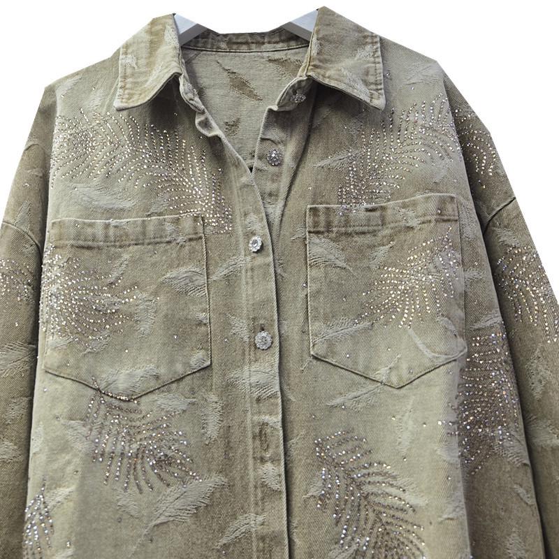 Европейская повседневная рубашка-куртка с тяжелыми стразами, коллекция ранней весны - Высококачественный женский модный топ.
