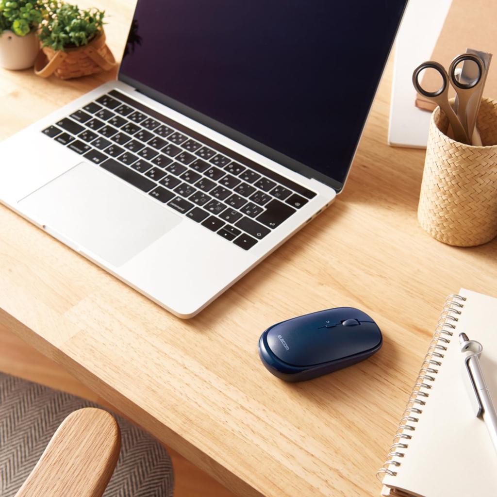 ELECOM Slint Wireless Bluetooth Design with Presentation Compatible with and Navy Blue M-TM10BBBU/EC Mouse, Slim, Quiet, 4-Button Mode, Windows, Mac,