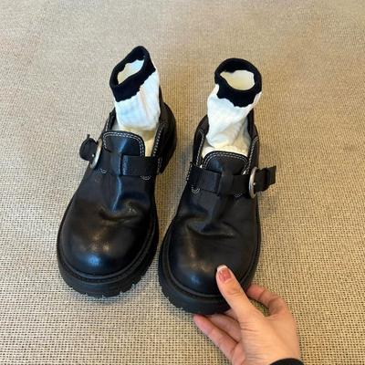 Британский стиль ретро кожаные одинарные туфли пряжка ремня подошва-маффин лоферы женские весенне-осенне-зимние на толстой подошве на толстом каблуке маленькие кожаные