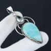 Natural Amazonite Gemstone Silver Pendant In 925 Sterling Silver- Handmade Design, Everyday Wear Jewelry, Unique Blue Topaz Pendant Waddding Gift