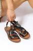 Women's Casual Sandals Black Genuine Leather Summer Shoes