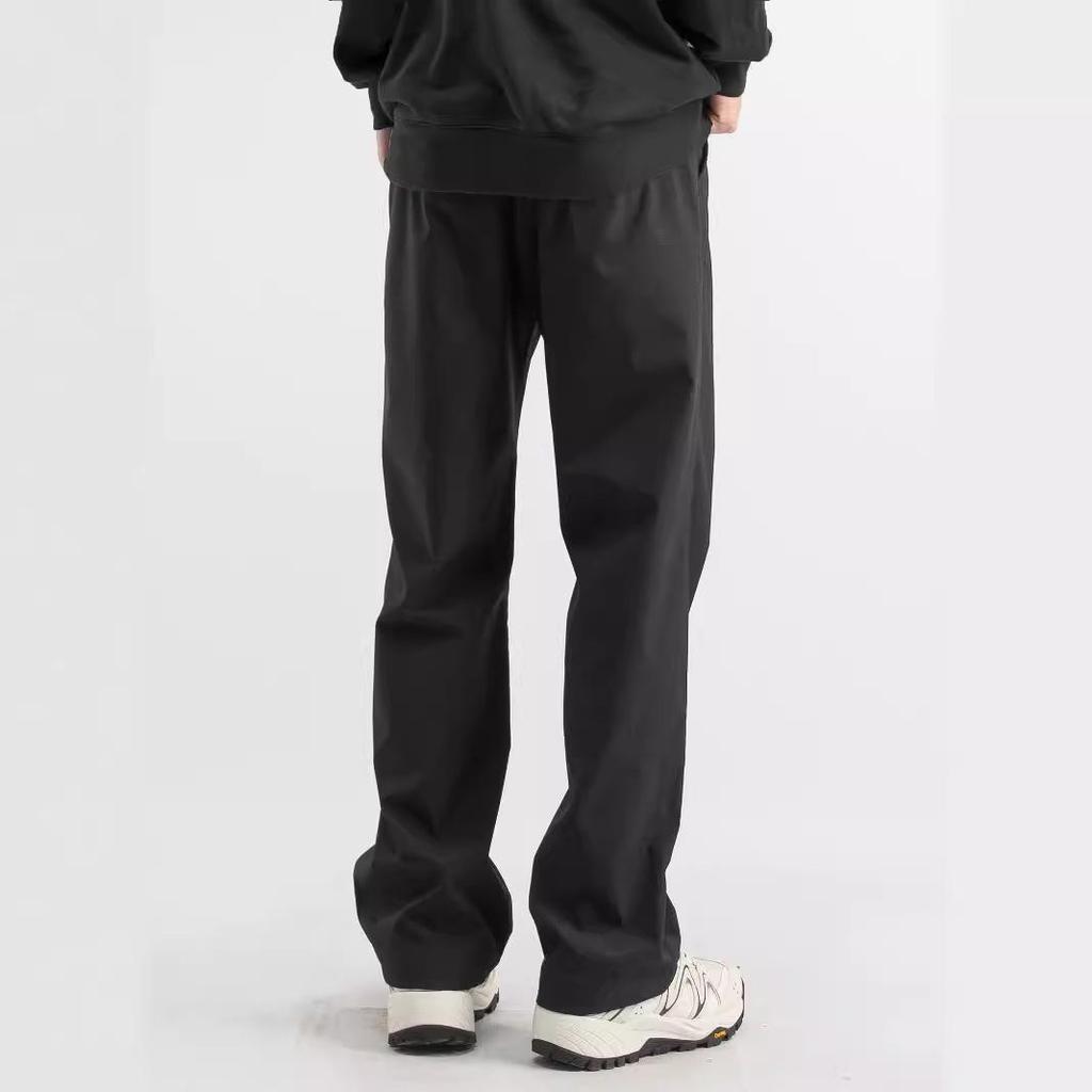 2025 Мужские повседневные черные спортивные брюки для улицы - Прямые, однотонные, идеально подходят для весенних и осенних мероприятий