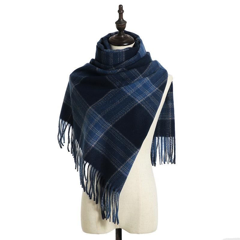 Knitted scarf women's British warm imitation cashmere shawl plaid scarf 2025 autumn and winter new
