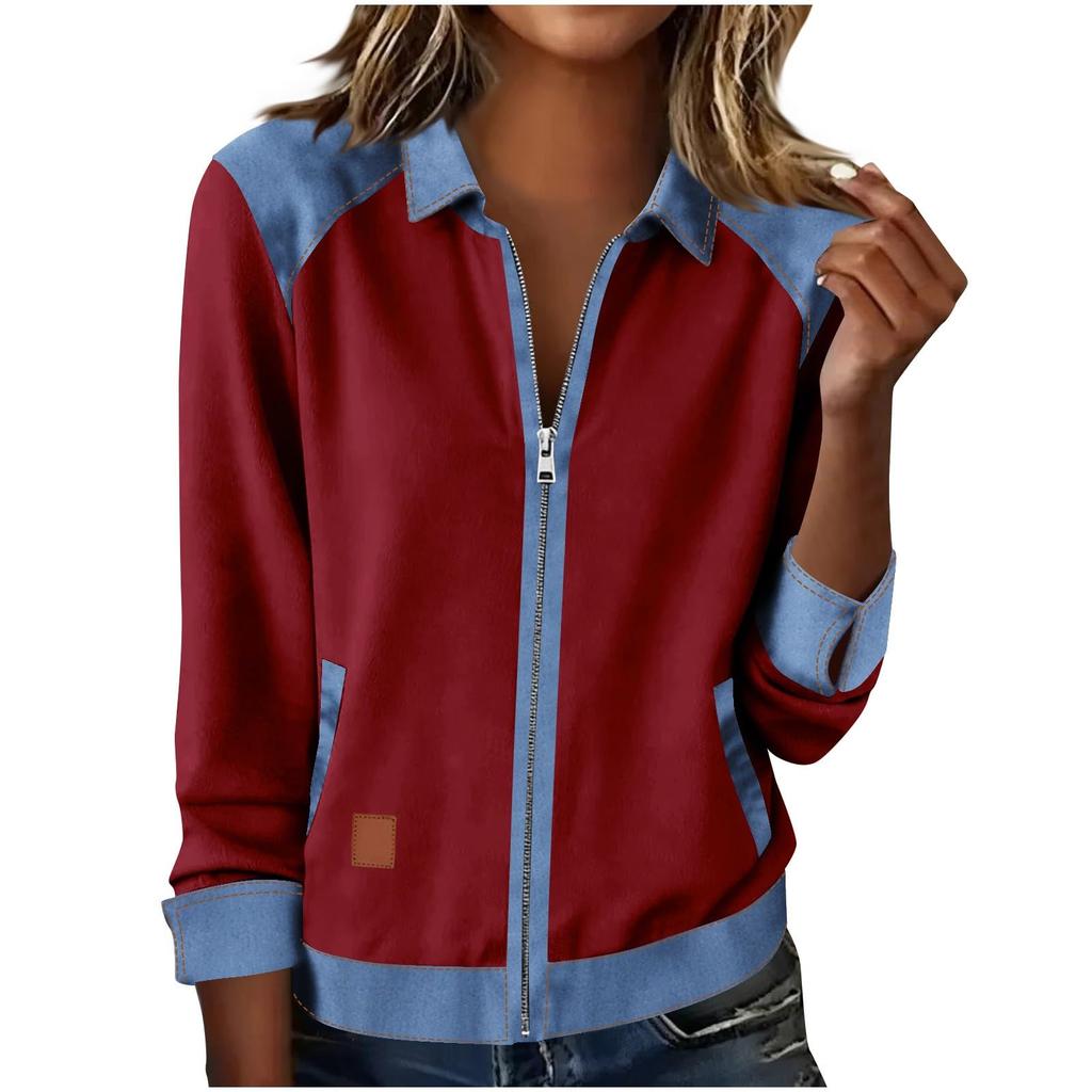 Модная женская джинсовая куртка с длинным рукавом, стирка, повседневная, на молнии.