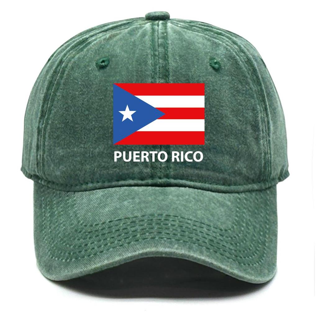 Флаг Пуэрто-Рико Принт Снэпбэк Солнечная шляпа, Патриотическая спортивная шляпа Ретро Необработанный козырек Изогнутый козырек Модная Регулируемая Бейсболка