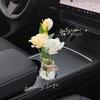 Романтический букет-освежитель воздуха для автомобиля, искусственная роза с жемчужиной, подходит для подстаканника, автомобильная ваза, украшение салона автомобиля