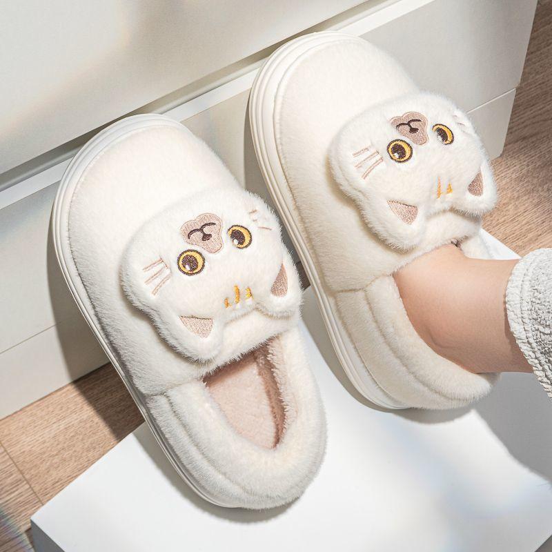 2024 зимние пушистые кошачьи тапочки для мужчин удобная домашняя обувь мужские белые кошачьи меховые мюли пушистые домашние кошачьи тапочки унисекс для спальни
