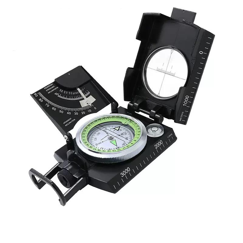 Professional Metal Multifunctional Compass Outdoor Travel Adventure Ruler Level Inclinometer Glow-in-the Dark Magnifying Glass