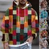 Men's Print Plush Warm Coat Fleece Sweater Casual Coat Pocket Sweater Autumn Winter Coat