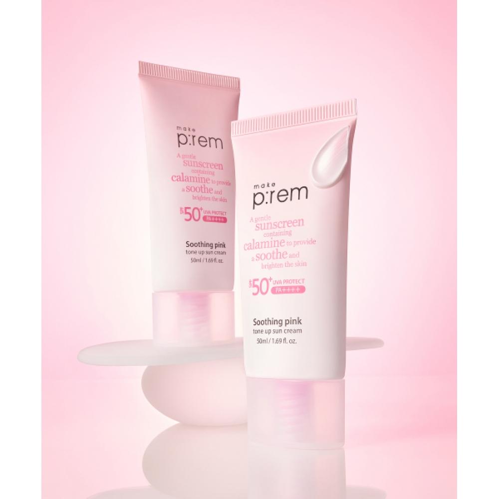 Makeprem [free] [set Of 2] Soothing Pink Tone Up Sun Cream 50ml