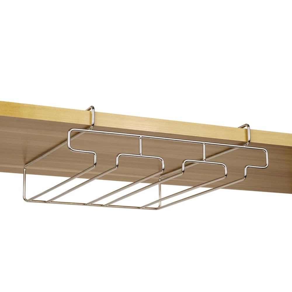 Decorative Stainless Steel Bar Cabinet Storage Shelf Organizer Wine Glass Rack Hanging Rack Stemware Holder Cup Hanger