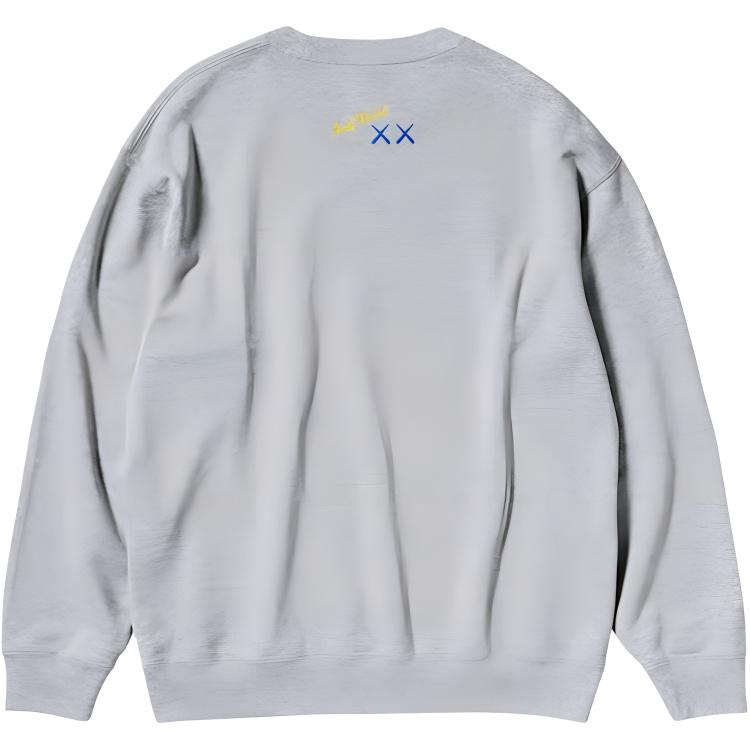 Uniqlo Kaws X Warhol Коллаборация Осень/Зима 24 Мультяшный Графический Принт Свитшот с Круглым Вырезом Унисекс Свитшот Серый 472951-03