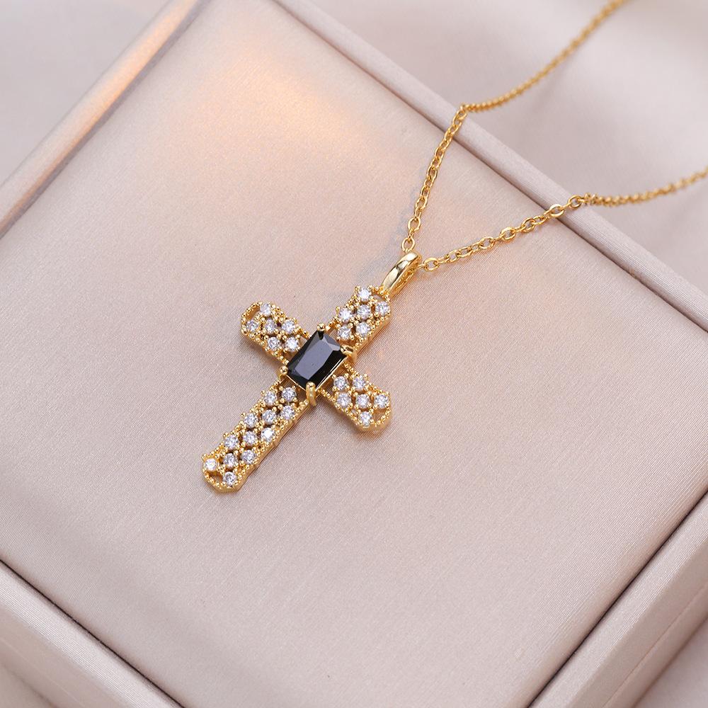 Роскошное ожерелье с подвеской в ​​форме креста для женщин, новинка 2024 года, цепочка из нержавеющей стали, ювелирные изделия, аксессуары для вечеринок