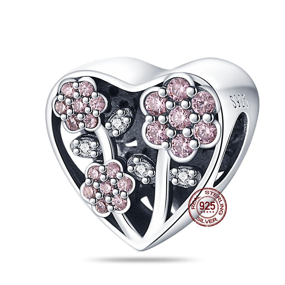 Медные бусины для DIY, шарм в виде сердца из серии «Древо жизни», подходит для оригинального браслета Pan для женщин, ювелирное изделие, подарок на день рождения