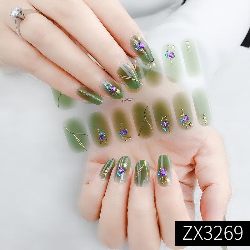 ZX 3D Waterproof No-Cure Gel Nail Wraps, Full Cover Minimalist Luxury Style Nail Stickers, Nail Patch Films