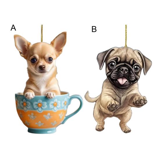 Акриловый подвесной орнамент в виде собаки с кулоном и шнурком, легко подвешивается, креативный
