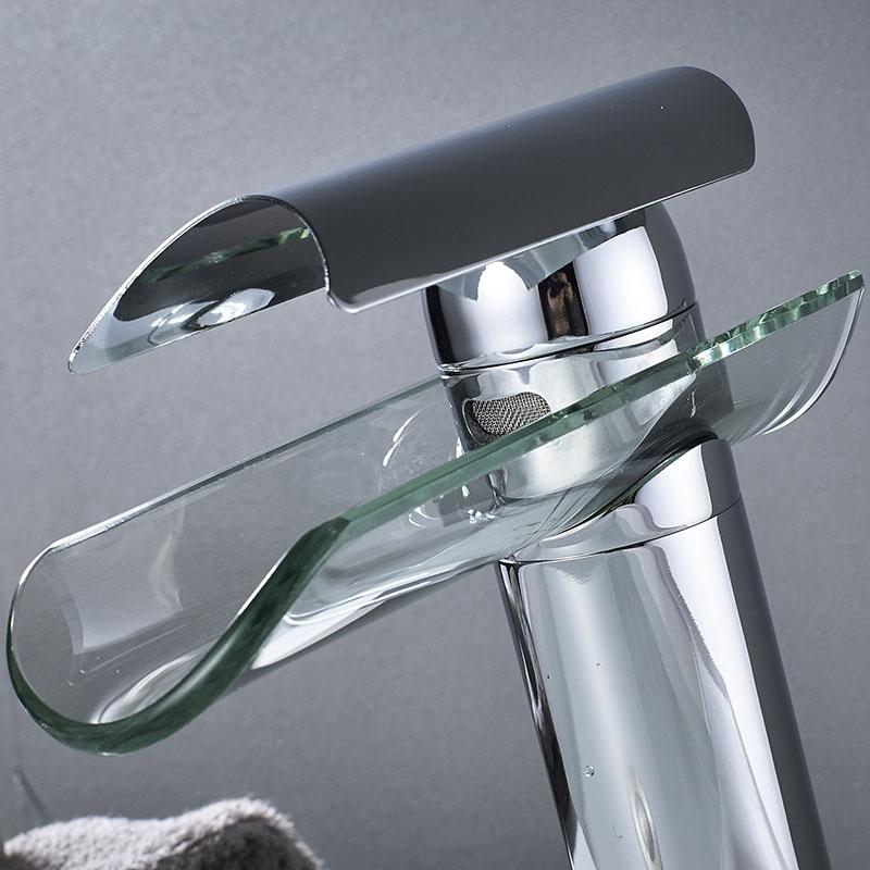Смеситель для раковины в ванной комнате, стеклянный смеситель для раковины Torneira, смесители для горячей и холодной воды, водопадный смеситель для раковины со стеклом, короткий/высокий тип