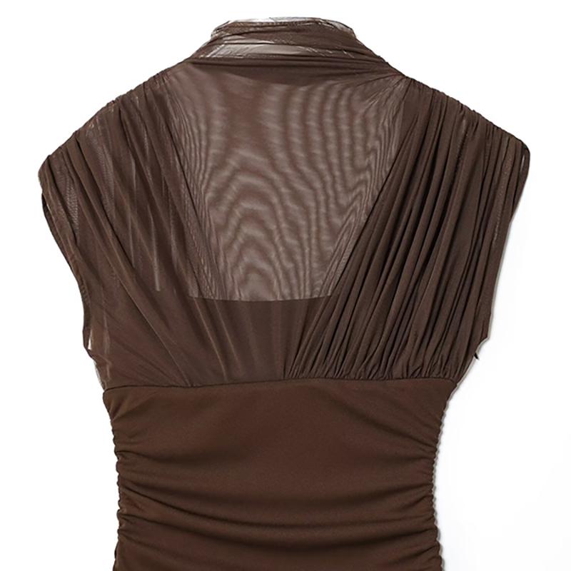 Черное сетчатое макси-платье для женщин, сексуальное платье без рукавов, прозрачное плиссированное платье для вечеринки, женская мода, облегающее длинное платье 2025