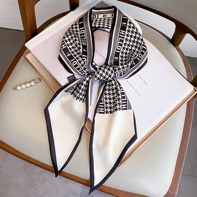1116 New Qiandongge Fashion Long Towel Ribbon French Hair Band Tie Bag Pointed Corner Versatile Neck Protector Suit Scarf Women