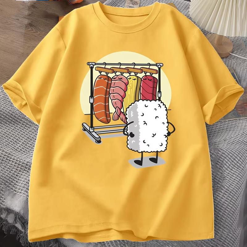 Футболка Sushi Wardrobe Женская Мужская Смешная Высококачественная Футболка Хлопок Графические Футболки Свободные С коротким рукавом С принтом Футболка Мужская Топы