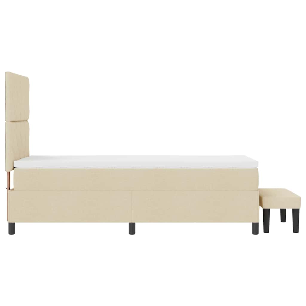 Box Spring Bed with Headboard Cream 100 x 200 cm Fabric
