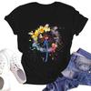 Women's Casual Round Neck Short Sleeve Pullover Printed T-Shirt Top
