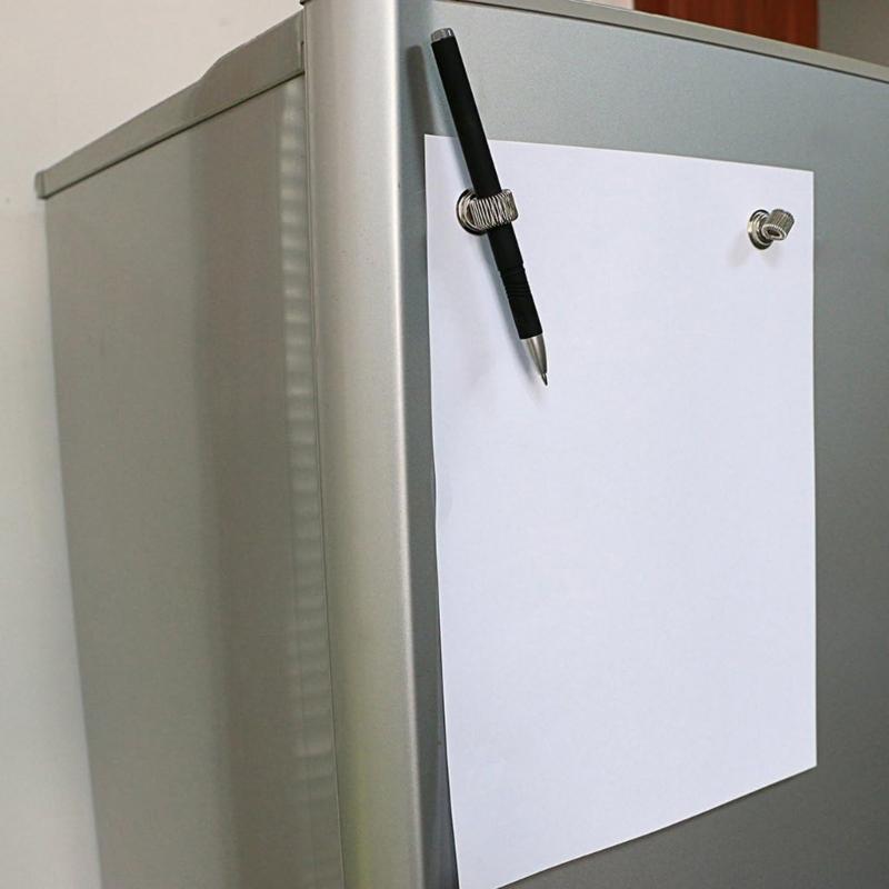 4PCS Single Hole Metal Spring Pen Holder with Pocket Clip Portable Magnetic Fridge Whiteboard Pen Holder Office Supplies