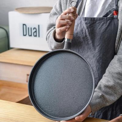 Чугунная сковорода с антипригарным покрытием, деревянной ручкой, блинница, бытовая сковорода для блинов, отель