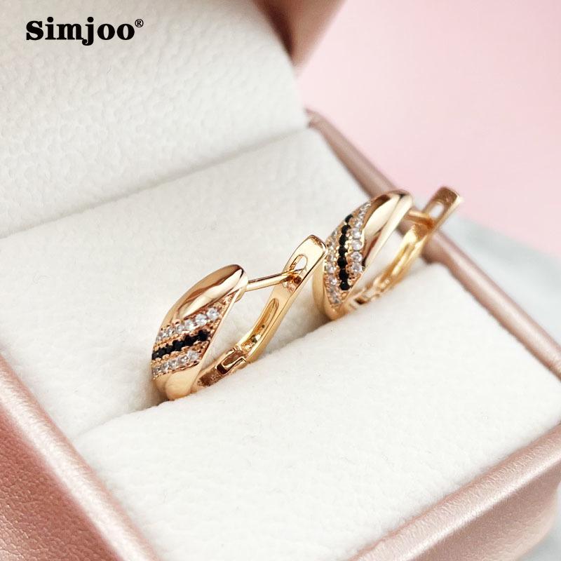 SIMJOO новые элегантные простые серьги из розового золота для женщин, индивидуальные серьги с полированным медным цирконом