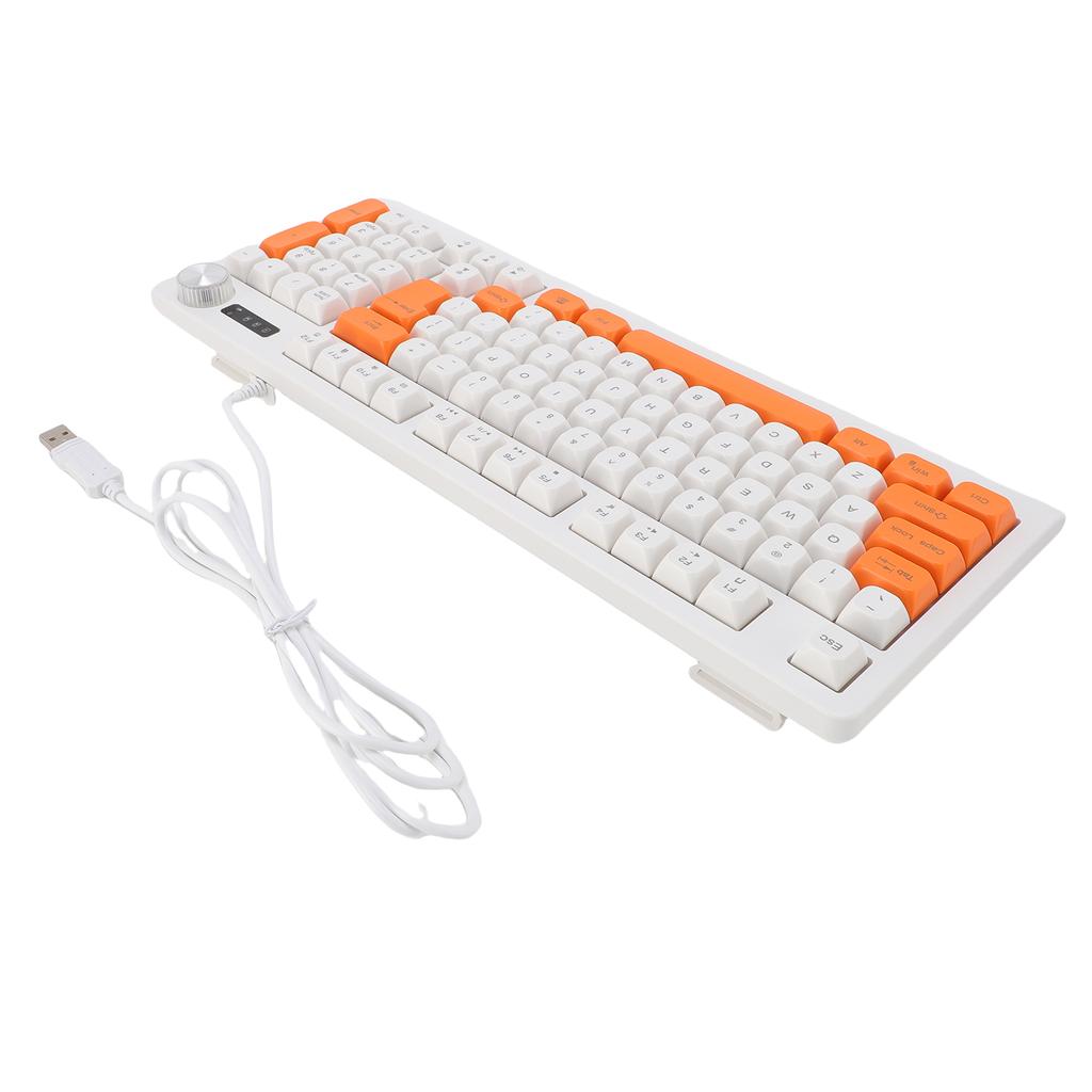 Игровая клавиатура 93 клавиши, динамическая RGB-подсветка, эргономичный дизайн, проводная, с регулятором громкости, для ноутбука