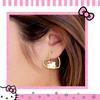 Hello Kitty Sanrio Hello Kitty Yellow Gold Hello Kitty Heart Hoop Officially Crystal Earrings, Plated, Earrings, Licensed, Women's, Brass,