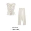 Kaslead New Arrival Women's Fashion Style Double-Sided Cloth Vest Tops Casual Pants 3641302 3641305