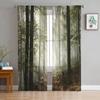 Jungle Sunlight Trees Branches Landscape Tulle Curtains Living Room Bedroom Kitchen Decor Chiffon Sheer Voile Window Curtains