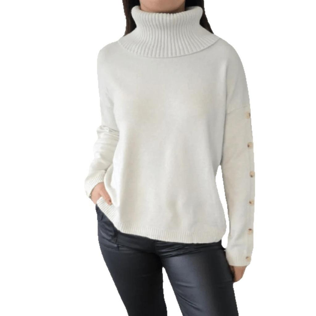 Autumn and Winter Casual High Collar Button Women's Knitted Sweaters
