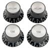Musiclily Pro Left-Handed Inch-Size 2 Volume and 2 Tone Reflector Knobs for USA Les Paul and SG Guitars, Black/Silver Top (Set of 4)