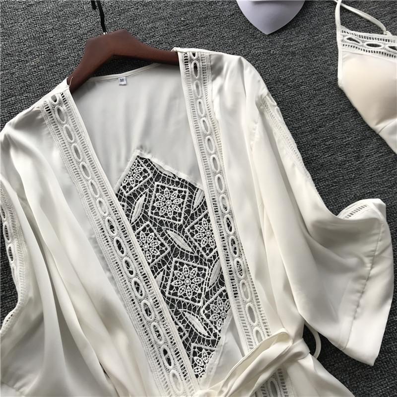 Сексуальная пижама-слинг MAITA весной, женская ночная рубашка с нагрудником, пижама из ледяного шелка с длинными рукавами, костюм-двойка, домашняя одежда