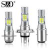 1Pc Motorcycle AC DC 10V 60V H4 BA20D H6 P15D LED Headlight Blubs 10000LM 15W 16SMD H6M P15D-25-1 Scooter Lights 6000K White Hi/Lo Beam Light