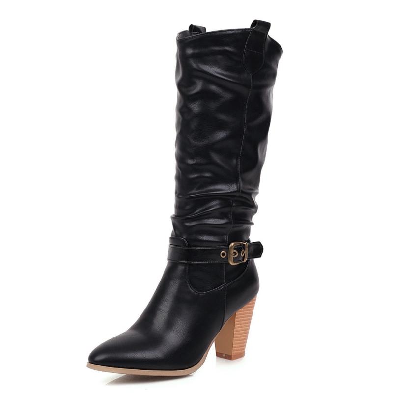 Модные плиссированные женские сапоги, модные сапоги до колена, осенне-зимние серо-бежевые туфли на каблуках, длинные, женские, большого размера 45