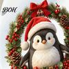 Holiday Wall Art for Bathroom Christmas Penguin Toilet Stickers, Self-Adhesive Lid Decals, Waterproof Xmas Festive Seat Decor Tank Tile Home