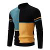 Men's Autumn New Arrival Color Block Pullover Sweater Casual Mock Neck Warm Knitted Fashion Top for Men